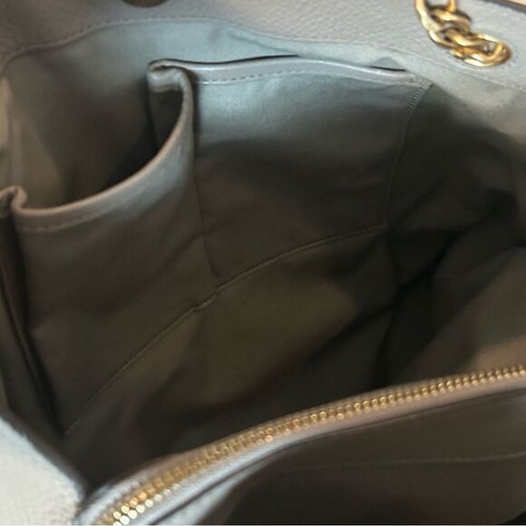 Tory Burch Gray Leather Shoulder Bag Tote - Picture 4 of 14